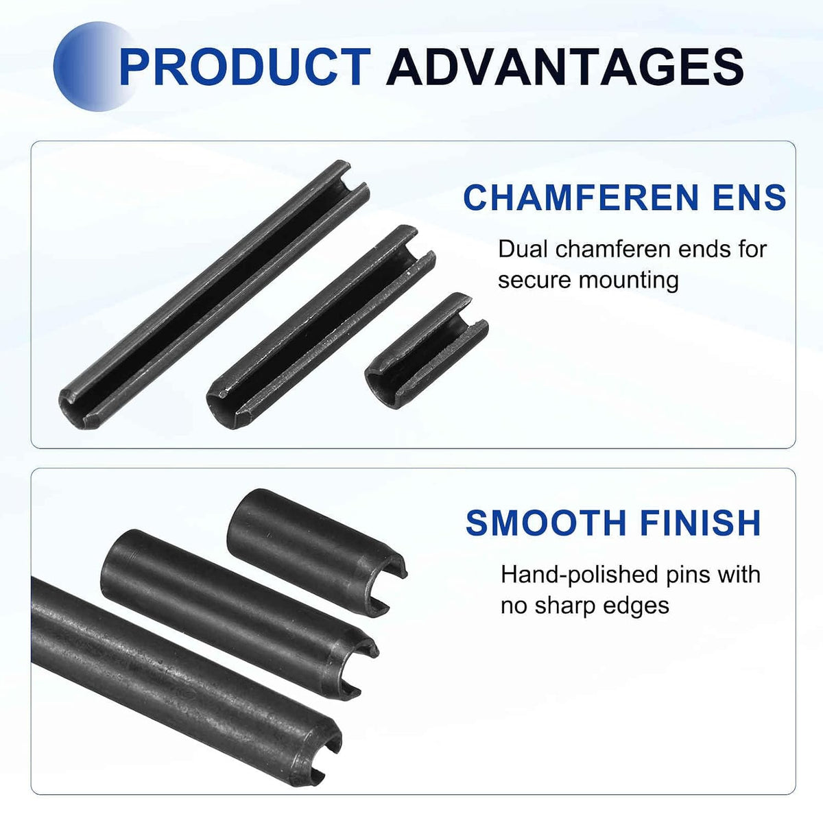 25Pcs Slotted Split Roll Pins 1/2 Inch(12mm) Dia. 1-2/5 Inch(35mm) Length 65Mn Steel Spring Tension Expansion Dowels for Secure Fastening, Black - Colors B