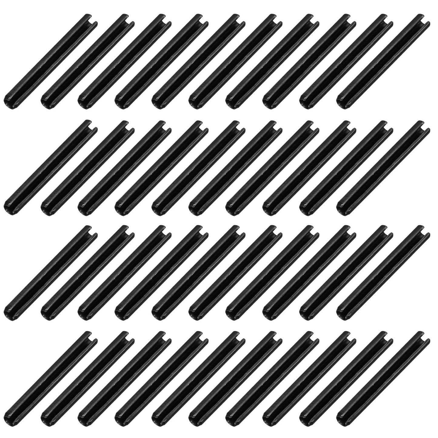 25Pcs Slotted Split Roll Pins 1/2 Inch(12mm) Dia. 1-2/5 Inch(35mm) Length 65Mn Steel Spring Tension Expansion Dowels for Secure Fastening, Black - Colors B