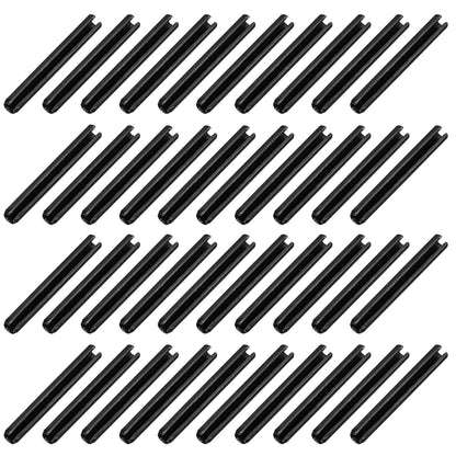 25Pcs Slotted Split Roll Pins 1/2 Inch(12mm) Dia. 1-2/5 Inch(35mm) Length 65Mn Steel Spring Tension Expansion Dowels for Secure Fastening, Black - Colors B