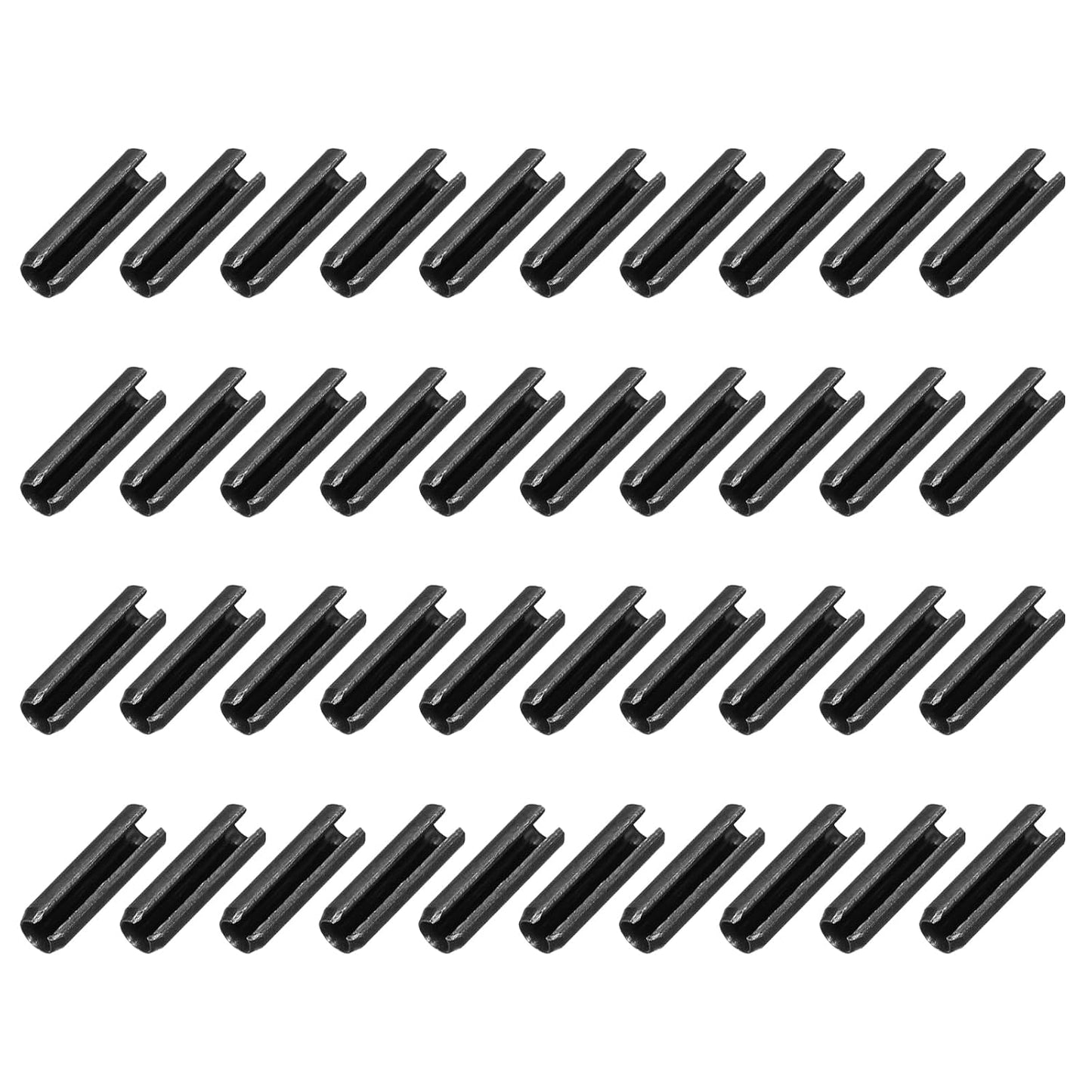 25Pcs Slotted Split Roll Pins 1/2 Inch(12mm) Dia. 1-2/5 Inch(35mm) Length 65Mn Steel Spring Tension Expansion Dowels for Secure Fastening, Black - Colors B