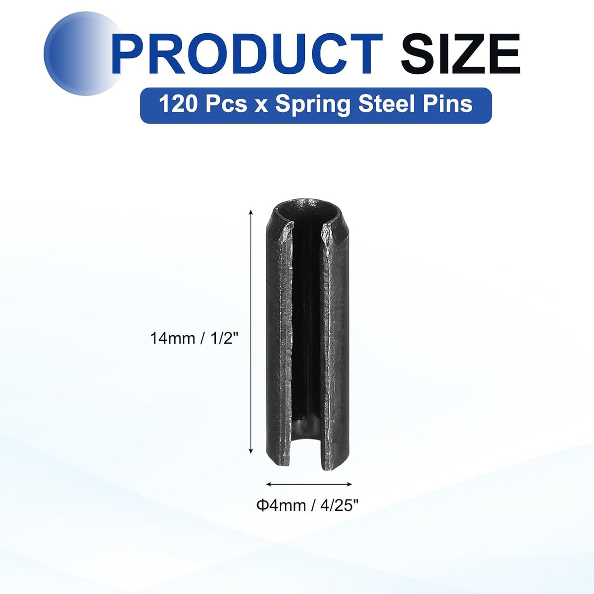 25Pcs Slotted Split Roll Pins 1/2 Inch(12mm) Dia. 1-2/5 Inch(35mm) Length 65Mn Steel Spring Tension Expansion Dowels for Secure Fastening, Black - Colors B