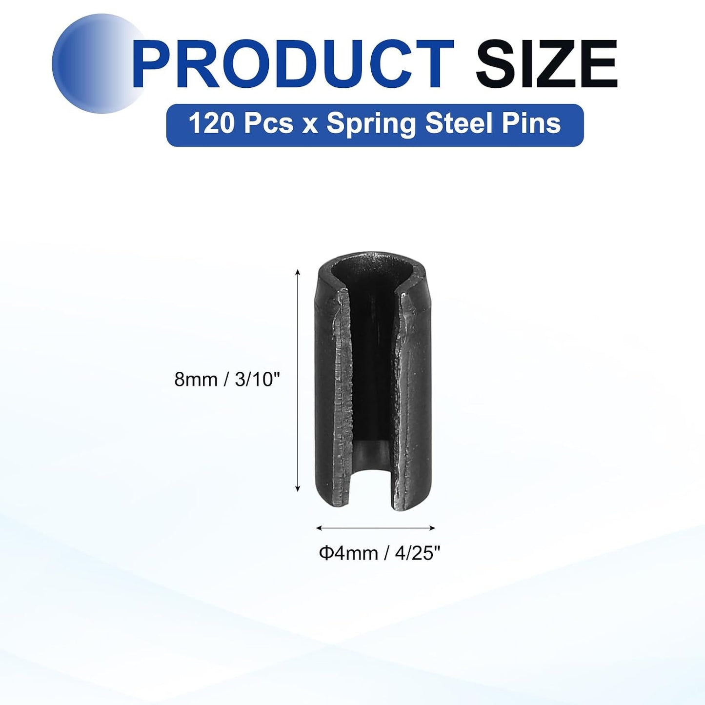 25Pcs Slotted Split Roll Pins 1/2 Inch(12mm) Dia. 1-2/5 Inch(35mm) Length 65Mn Steel Spring Tension Expansion Dowels for Secure Fastening, Black - Colors B