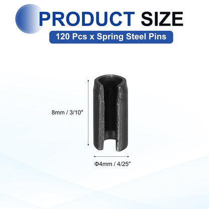 25Pcs Slotted Split Roll Pins 1/2 Inch(12mm) Dia. 1-2/5 Inch(35mm) Length 65Mn Steel Spring Tension Expansion Dowels for Secure Fastening, Black - Colors B