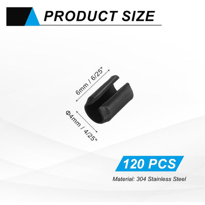 25Pcs Slotted Split Roll Pins 1/2 Inch(12mm) Dia. 1-2/5 Inch(35mm) Length 65Mn Steel Spring Tension Expansion Dowels for Secure Fastening, Black - Colors B