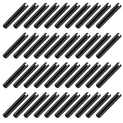 25Pcs Slotted Split Roll Pins 1/2 Inch(12mm) Dia. 1-2/5 Inch(35mm) Length 65Mn Steel Spring Tension Expansion Dowels for Secure Fastening, Black - Colors B