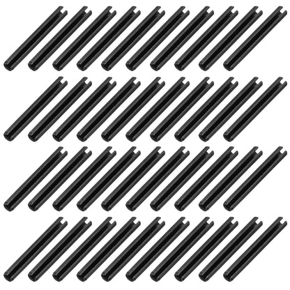 25Pcs Slotted Split Roll Pins 1/2 Inch(12mm) Dia. 1-2/5 Inch(35mm) Length 65Mn Steel Spring Tension Expansion Dowels for Secure Fastening, Black - Colors B