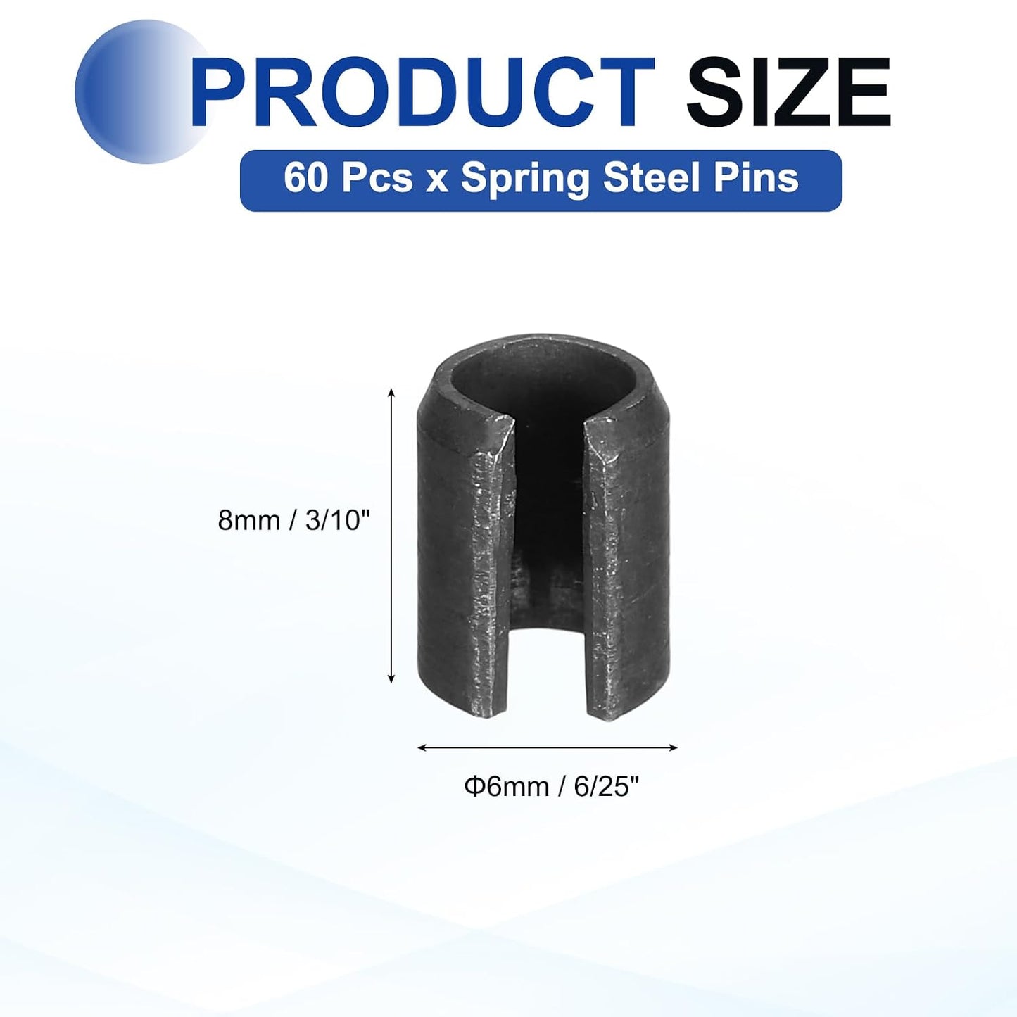 25Pcs Slotted Split Roll Pins 1/2 Inch(12mm) Dia. 1-2/5 Inch(35mm) Length 65Mn Steel Spring Tension Expansion Dowels for Secure Fastening, Black - Colors B