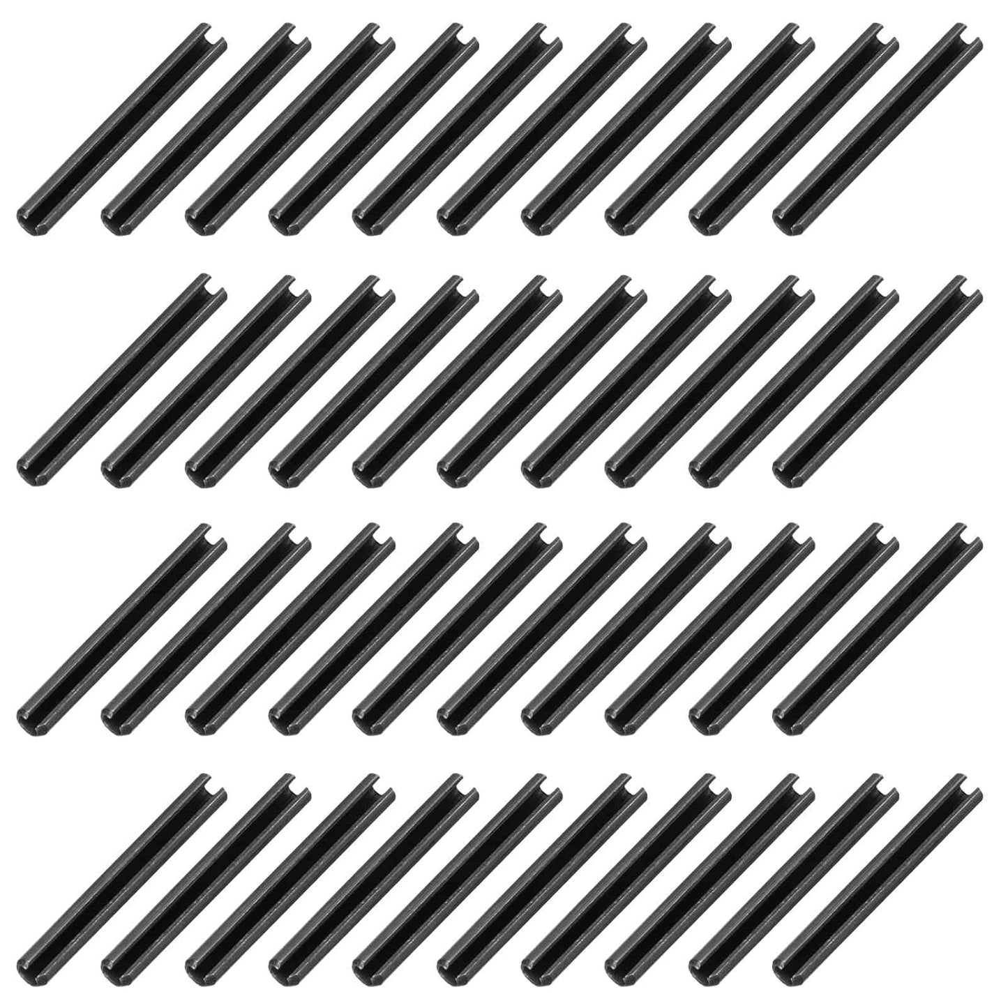 25Pcs Slotted Split Roll Pins 1/2 Inch(12mm) Dia. 1-2/5 Inch(35mm) Length 65Mn Steel Spring Tension Expansion Dowels for Secure Fastening, Black - Colors B