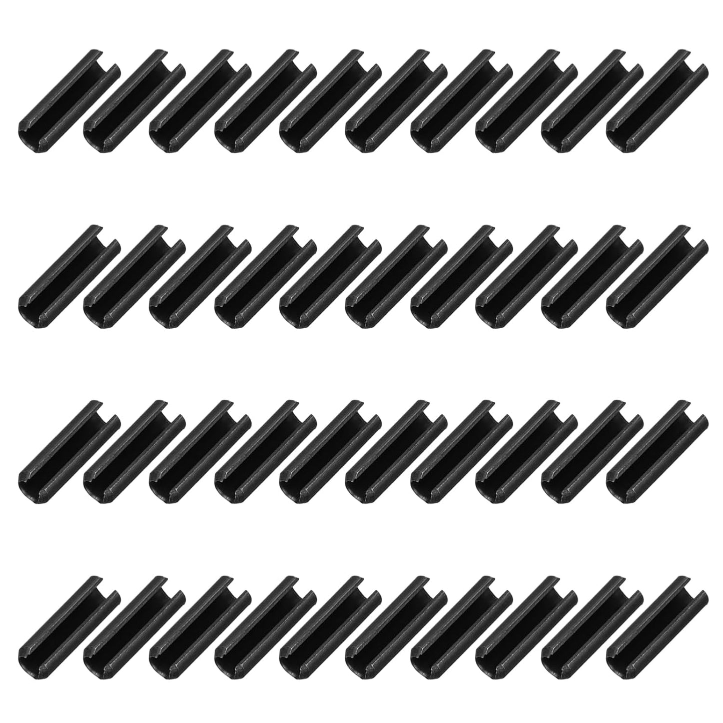 25Pcs Slotted Split Roll Pins 1/2 Inch(12mm) Dia. 1-2/5 Inch(35mm) Length 65Mn Steel Spring Tension Expansion Dowels for Secure Fastening, Black - Colors B