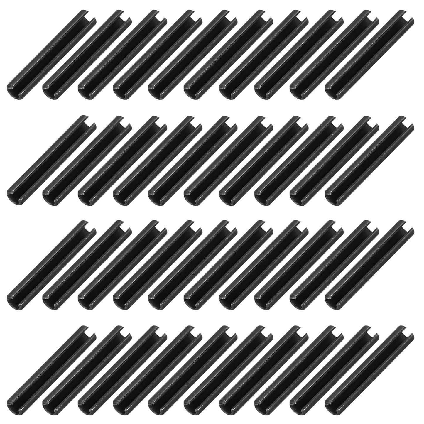 25Pcs Slotted Split Roll Pins 1/2 Inch(12mm) Dia. 1-2/5 Inch(35mm) Length 65Mn Steel Spring Tension Expansion Dowels for Secure Fastening, Black - Colors B