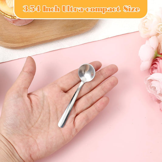 Small Spoons Mini Set, 6 PCS Tiny Stainless Steel Spoons for Spices Jars 3.4" Condiment Spoon 304 Food Grade Seasoning Spoon for Salt Spice Jars, Spices, Pepper, Sugar, Coffee