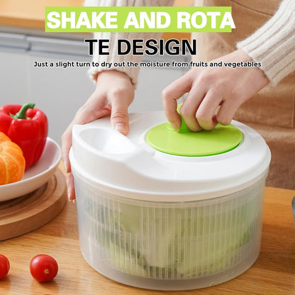 3L Salad Spinner, Versatile Lettuce Dryer with Colander & Bowl, for Berries, Fruits, and Veggies, White & Green