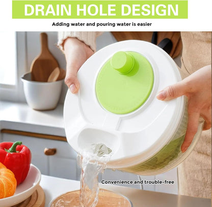 3L Salad Spinner, Versatile Lettuce Dryer with Colander & Bowl, for Berries, Fruits, and Veggies, White & Green