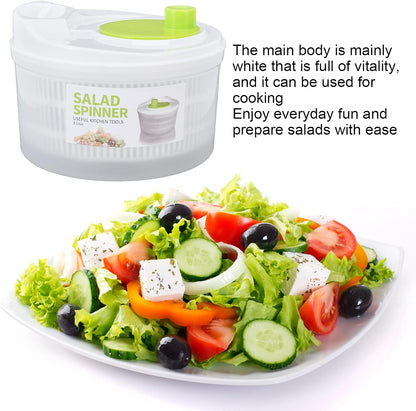 3L Salad Spinner, Versatile Lettuce Dryer with Colander & Bowl, for Berries, Fruits, and Veggies, White & Green