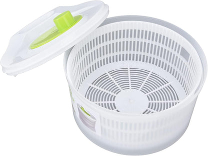 3L Salad Spinner, Versatile Lettuce Dryer with Colander & Bowl, for Berries, Fruits, and Veggies, White & Green