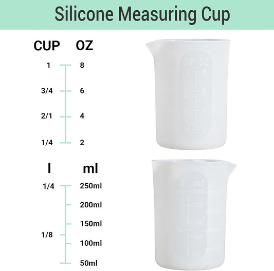 250ml Silicone Measuring Cups, 4 PCS Large Nonstick Reusable Silicone Mixing Cups Durable Easy Clean for Epoxy Resin, Casting Molds, Stain Jewelry Making, Waxing, DIY, Art, Craft