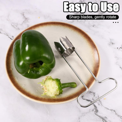 Red Bell Pepper Seed Corer, Upgraded T Shaped Vegetable and Fruit Corer Stainless Steel Tomato Apple Seed Remover Tool Practical Kitchen Gadget for Removing Fruit & Vegetable Cores