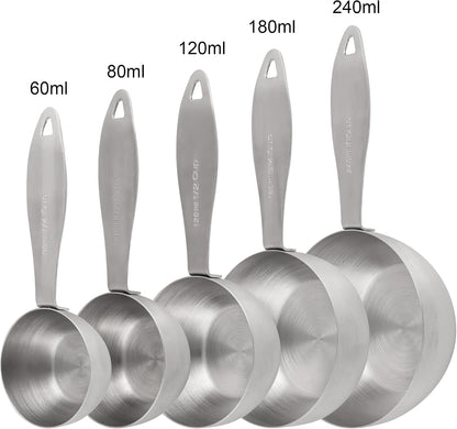 Measuring Cups and Spoons Set, 12 Pieces Stainless Steel Measuring Cup Set, Metal Copper Measuring Cups Spoons, Dry & Liquid Kitchen Measure Cup Spoon & Leveler & Measure Equivalents