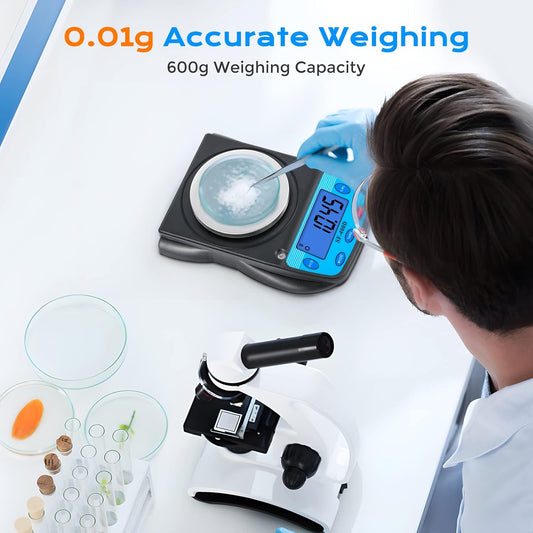 Digital Lab Scale 600g x 0.01g Precision Electronic Scale LCD Display Analytical Balance Jewelry Scale Scientific Scale 0.01g Accuracy