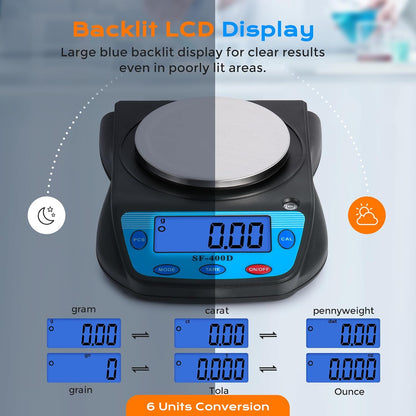Digital Lab Scale 600g x 0.01g Precision Electronic Scale LCD Display Analytical Balance Jewelry Scale Scientific Scale 0.01g Accuracy