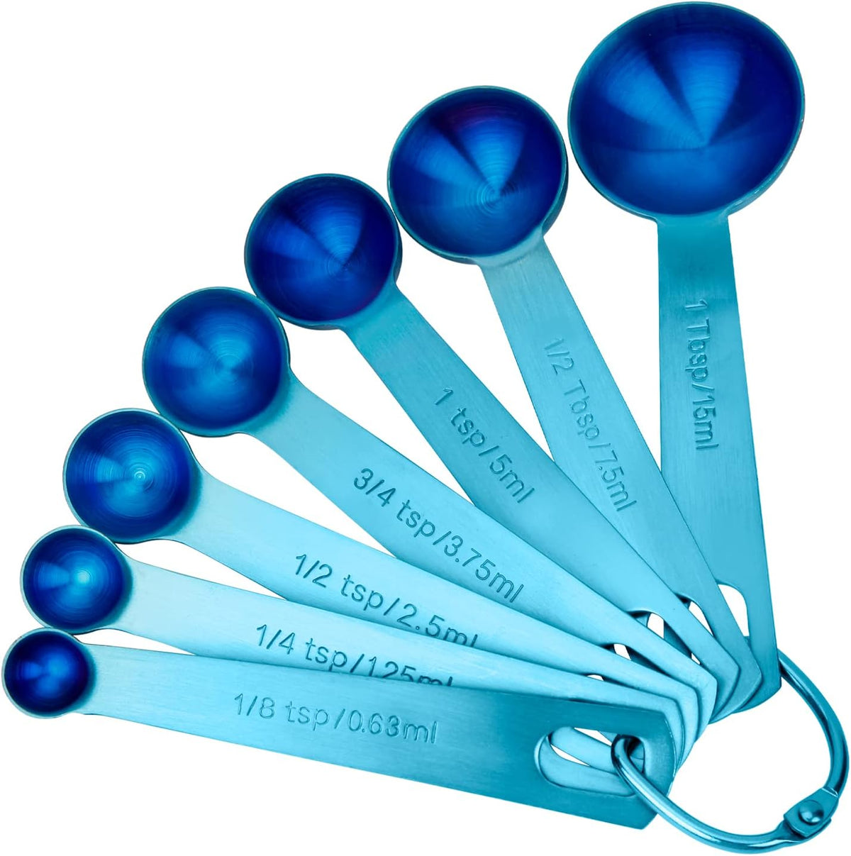Measuring Spoons,304 Stainless Steel Measuring Cups & Spoon Set of 7 Piece:1Tbsp&1/2Tbsp,1tsp,3/4tsp,1/2tsp,1/4tsp,1/8tsp Teaspoon Coffee Scoop Tablespoon for Dry and Liquid Ingredients,Gold