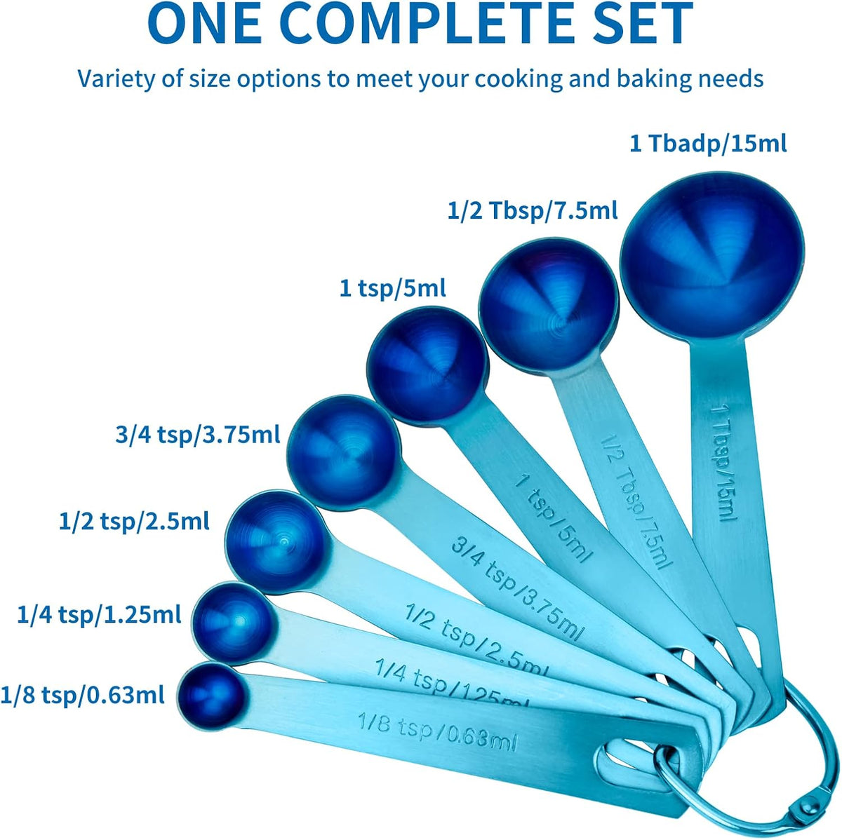 Measuring Spoons,304 Stainless Steel Measuring Cups & Spoon Set of 7 Piece:1Tbsp&1/2Tbsp,1tsp,3/4tsp,1/2tsp,1/4tsp,1/8tsp Teaspoon Coffee Scoop Tablespoon for Dry and Liquid Ingredients,Gold