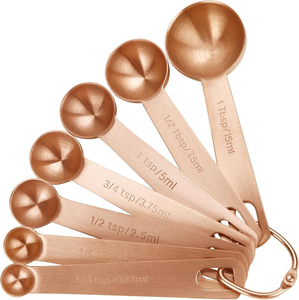 Measuring Spoons,304 Stainless Steel Measuring Cups & Spoon Set of 7 Piece:1Tbsp&1/2Tbsp,1tsp,3/4tsp,1/2tsp,1/4tsp,1/8tsp Teaspoon Coffee Scoop Tablespoon for Dry and Liquid Ingredients,Gold