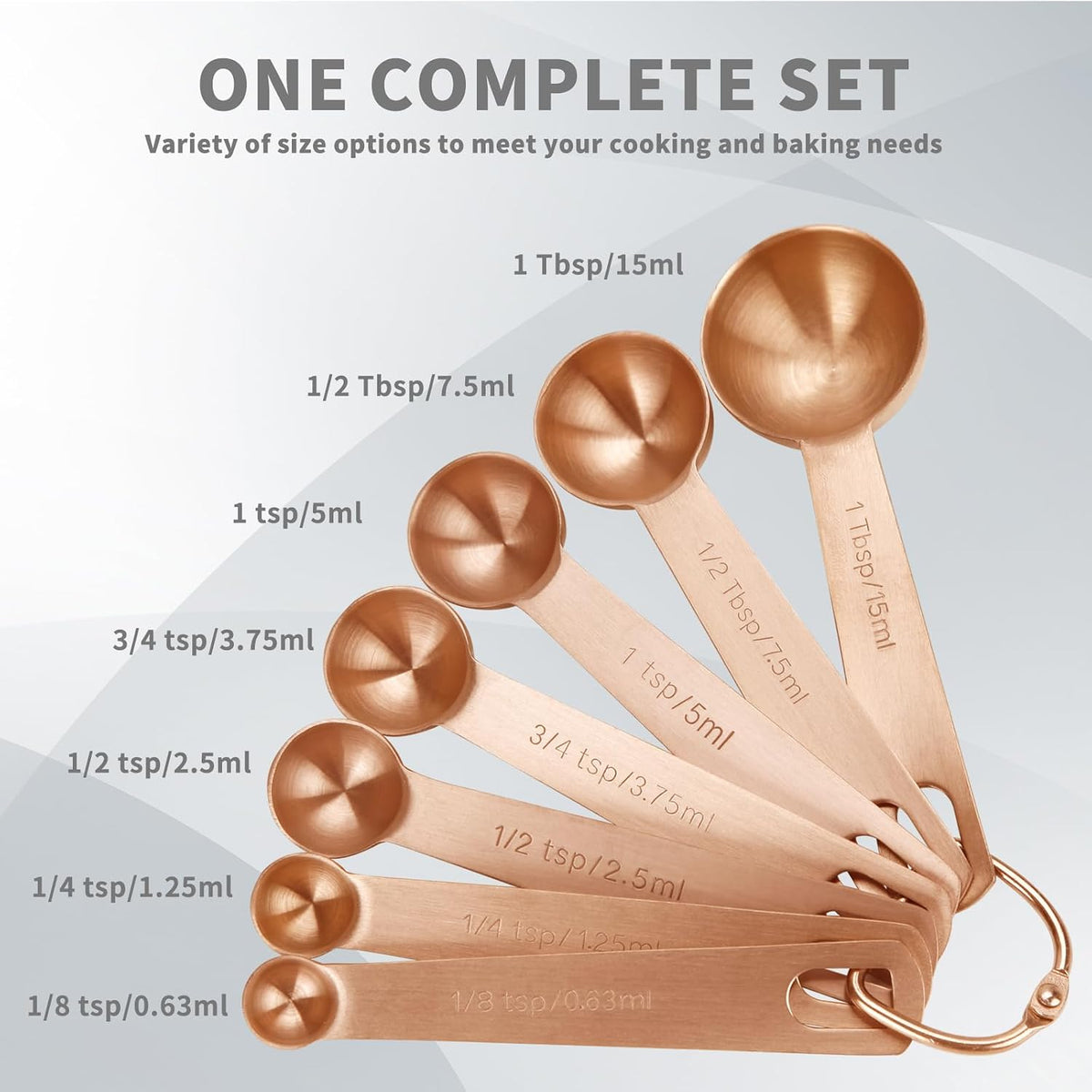 Measuring Spoons,304 Stainless Steel Measuring Cups & Spoon Set of 7 Piece:1Tbsp&1/2Tbsp,1tsp,3/4tsp,1/2tsp,1/4tsp,1/8tsp Teaspoon Coffee Scoop Tablespoon for Dry and Liquid Ingredients,Gold
