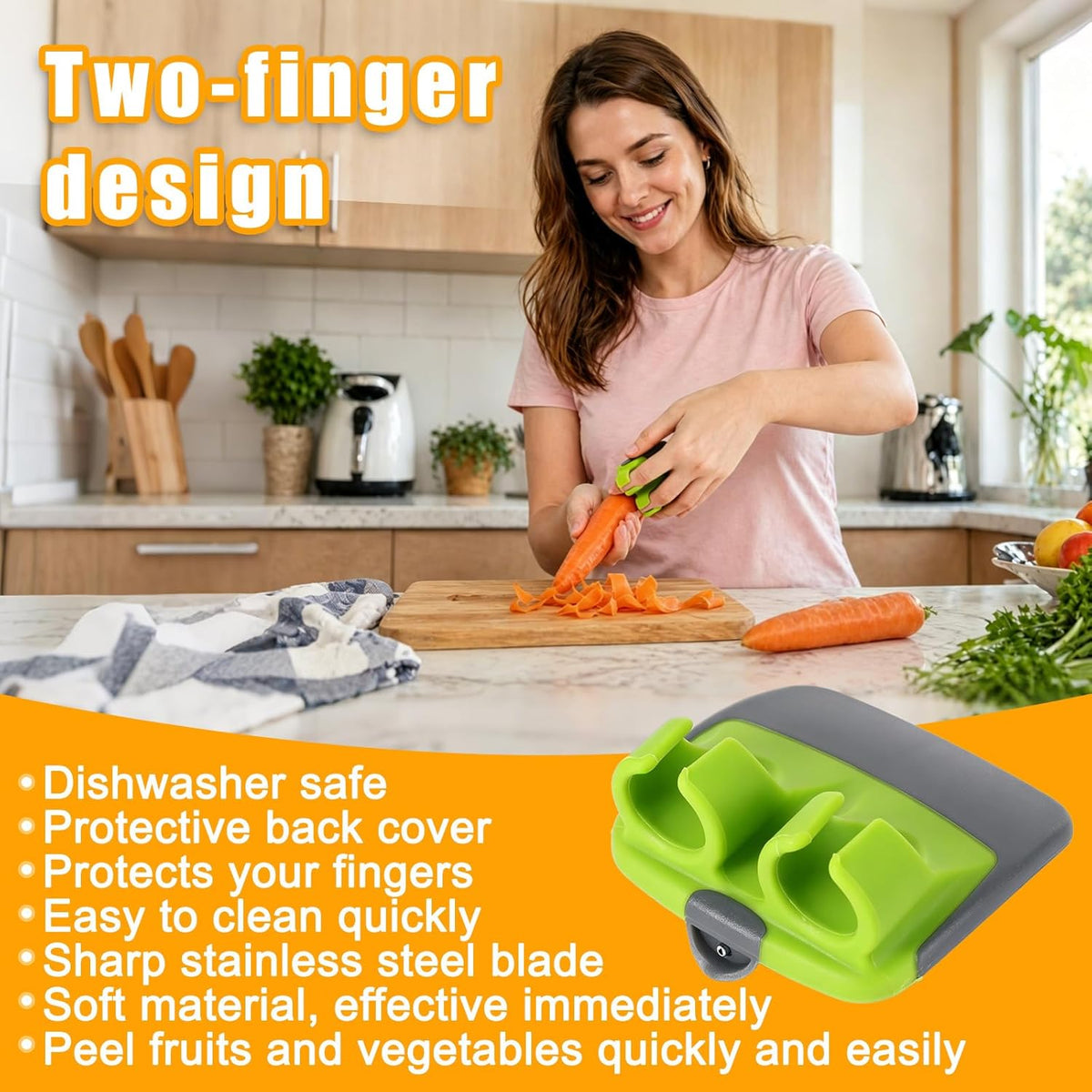 Finger Peeler for Vegetables, with Sharp Stainless Steel Blade