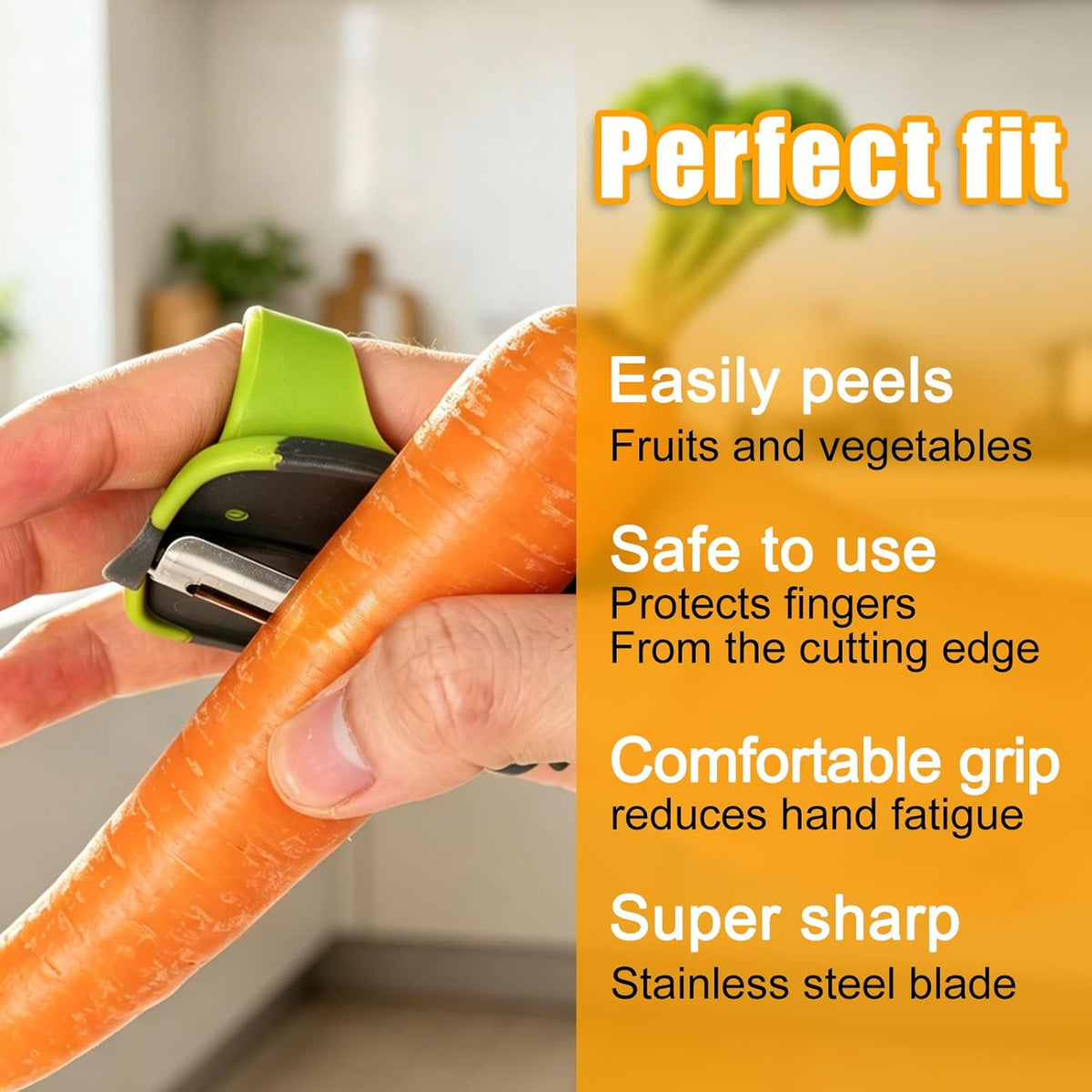 Finger Peeler for Vegetables, with Sharp Stainless Steel Blade
