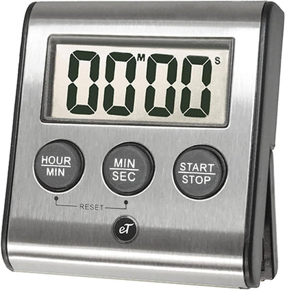 Elegant Digital Kitchen Timer Stainless Steel - Loud Alarm - Model eT-23