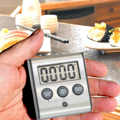 Elegant Digital Kitchen Timer Stainless Steel - Loud Alarm - Model eT-23