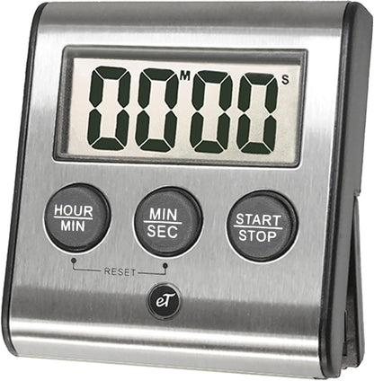 Elegant Digital Kitchen Timer Stainless Steel - Loud Alarm - Model eT-23