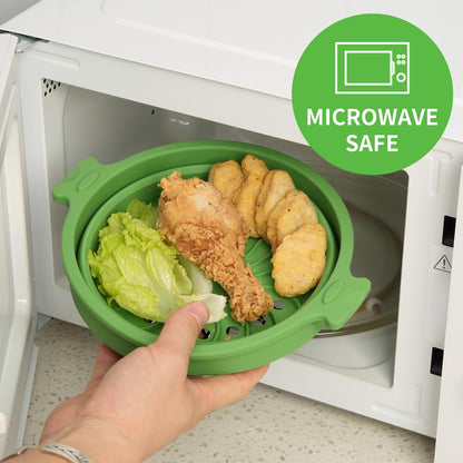 Collapsible Silicone Microwave Cookware Cooker Steamer for Cooking with Lids, 0.8L and 1.4L Glass Food Storage Container Sealed Bowl Mixing Bowls BPA Free