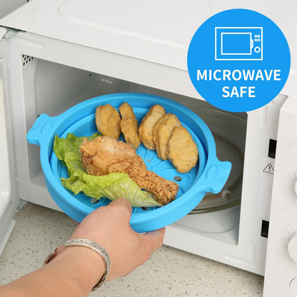 Collapsible Silicone Microwave Cookware Cooker Steamer for Cooking with Lids, 0.8L and 1.4L Glass Food Storage Container Sealed Bowl Mixing Bowls BPA Free