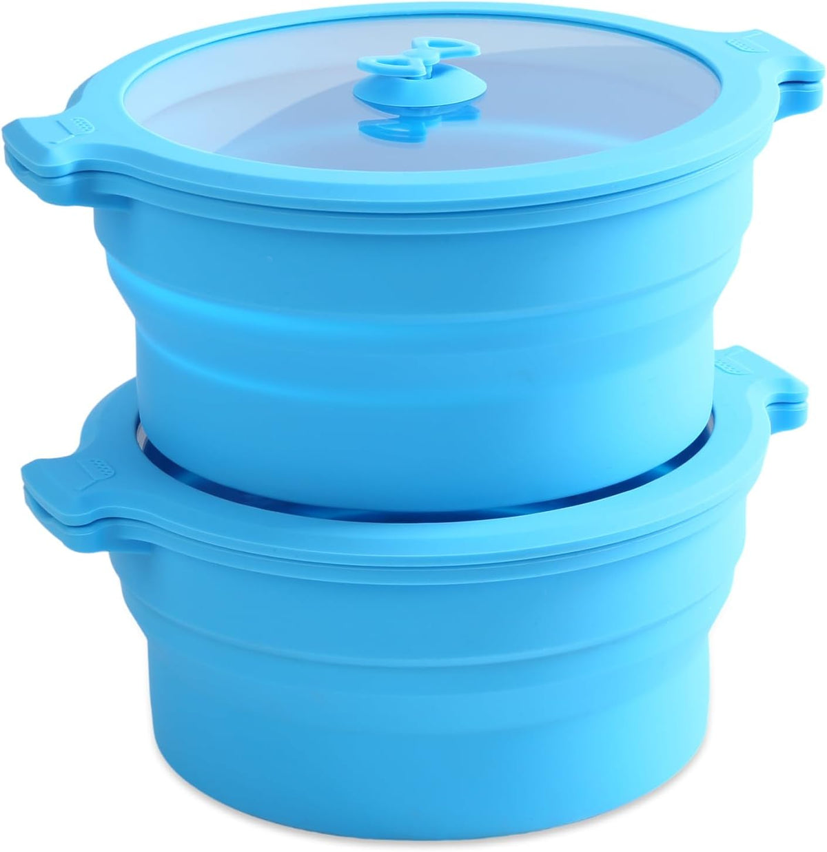 Collapsible Silicone Microwave Cookware Cooker Steamer for Cooking with Lids, 0.8L and 1.4L Glass Food Storage Container Sealed Bowl Mixing Bowls BPA Free