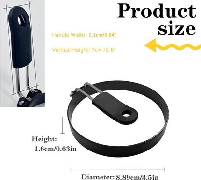3.5'' Egg Rings with Silicone Handle, Stainless Steel Egg Cooking Rings，Nonstick，For Frying Eggs and English Muffins Pancake, Egg Mold Shaper For Breakfast