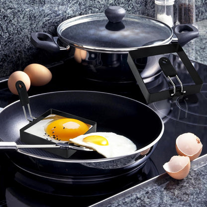 3.5'' Egg Rings with Silicone Handle, Stainless Steel Egg Cooking Rings，Nonstick，For Frying Eggs and English Muffins Pancake, Egg Mold Shaper For Breakfast