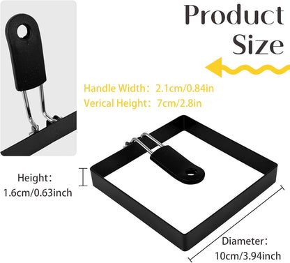 3.5'' Egg Rings with Silicone Handle, Stainless Steel Egg Cooking Rings，Nonstick，For Frying Eggs and English Muffins Pancake, Egg Mold Shaper For Breakfast