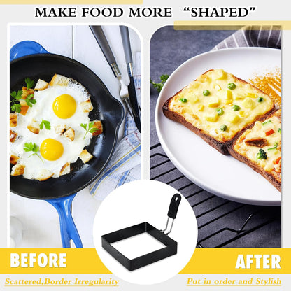 3.5'' Egg Rings with Silicone Handle, Stainless Steel Egg Cooking Rings，Nonstick，For Frying Eggs and English Muffins Pancake, Egg Mold Shaper For Breakfast