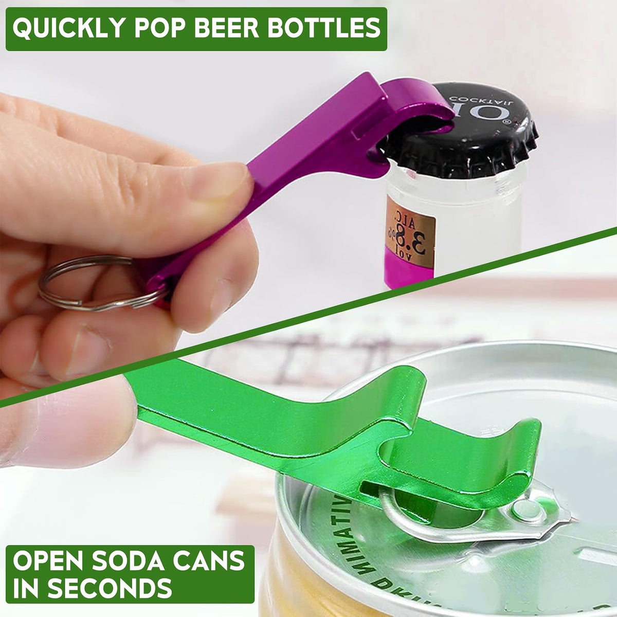 6 Pack Aluminum Alloy Bottle Opener Keychain, Pocket Beer Bar Tool Set