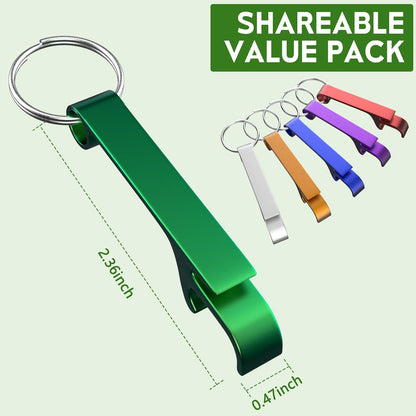 6 Pack Aluminum Alloy Bottle Opener Keychain, Pocket Beer Bar Tool Set