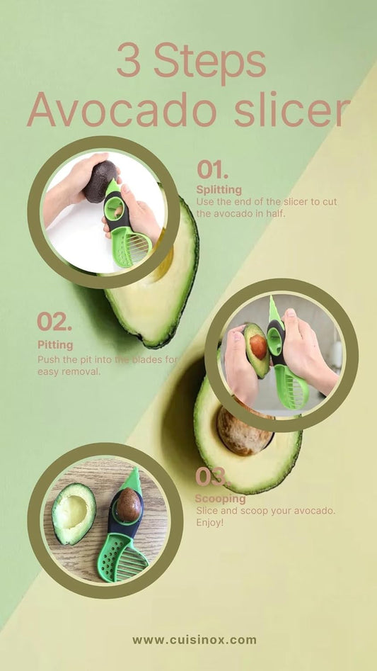 3-In-1 Avocado Slicer Peeler Tool, 7.5" x 3"