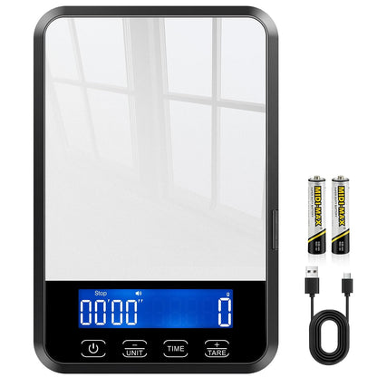 Food Scale, 33 lb / 0.1 oz High Precision Kitchen Scale for Sourdough Bread, Built-in 7 Units, Timing & Tare Function, Rechargeable Digital Kitchen Scale for Food, Baking, Cooking
