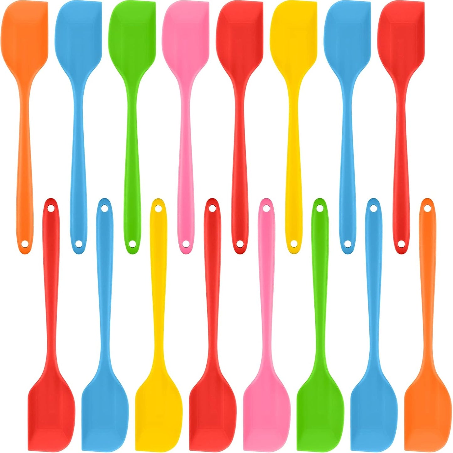 16 Piece 11 Inch Silicone Spatula Set Rubber Spatula Heat Resistant Seamless One Piece Design Non-stick Flexible Scrapers Baking Mixing Tool Dishwasher Safe, 6 Colors