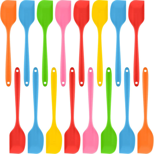 16 Piece 11 Inch Silicone Spatula Set Rubber Spatula Heat Resistant Seamless One Piece Design Non-stick Flexible Scrapers Baking Mixing Tool Dishwasher Safe, 6 Colors