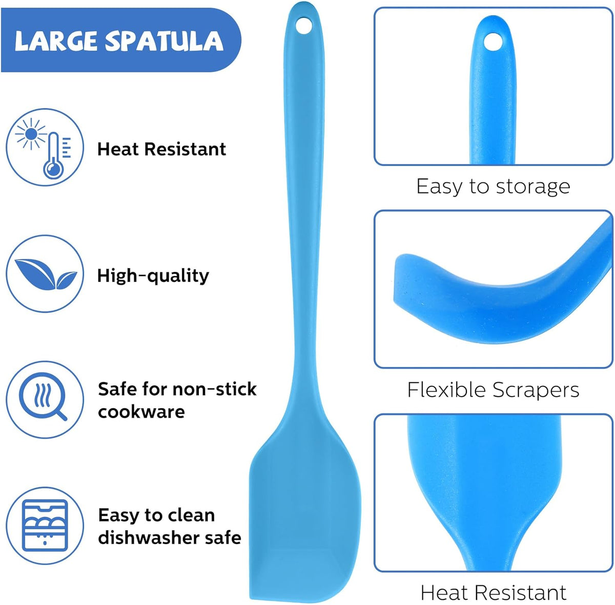 16 Piece 11 Inch Silicone Spatula Set Rubber Spatula Heat Resistant Seamless One Piece Design Non-stick Flexible Scrapers Baking Mixing Tool Dishwasher Safe, 6 Colors