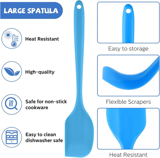 16 Piece 11 Inch Silicone Spatula Set Rubber Spatula Heat Resistant Seamless One Piece Design Non-stick Flexible Scrapers Baking Mixing Tool Dishwasher Safe, 6 Colors