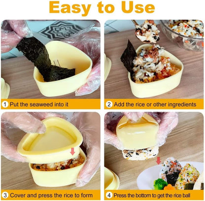 Onigiri Mold, 3 Pack Musubi Press Maker Triangle Rice Ball Mold Maker for Kid Lunch Bento and Home DIY