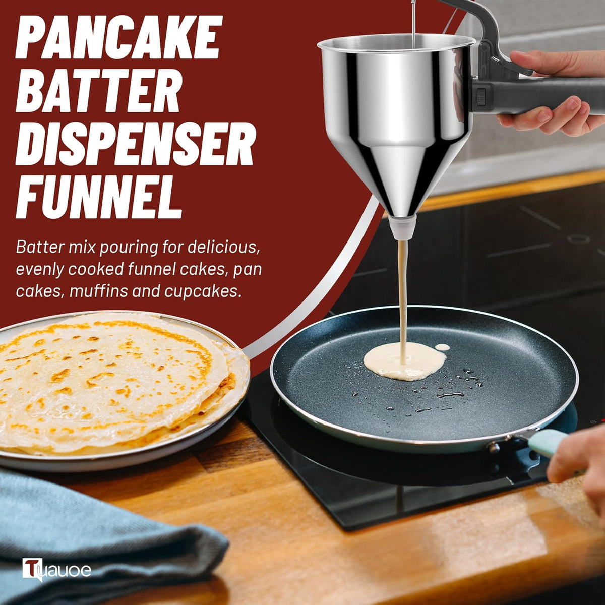 40oz Pancake Batter Dispenser with Squeeze Handle, Space Gray